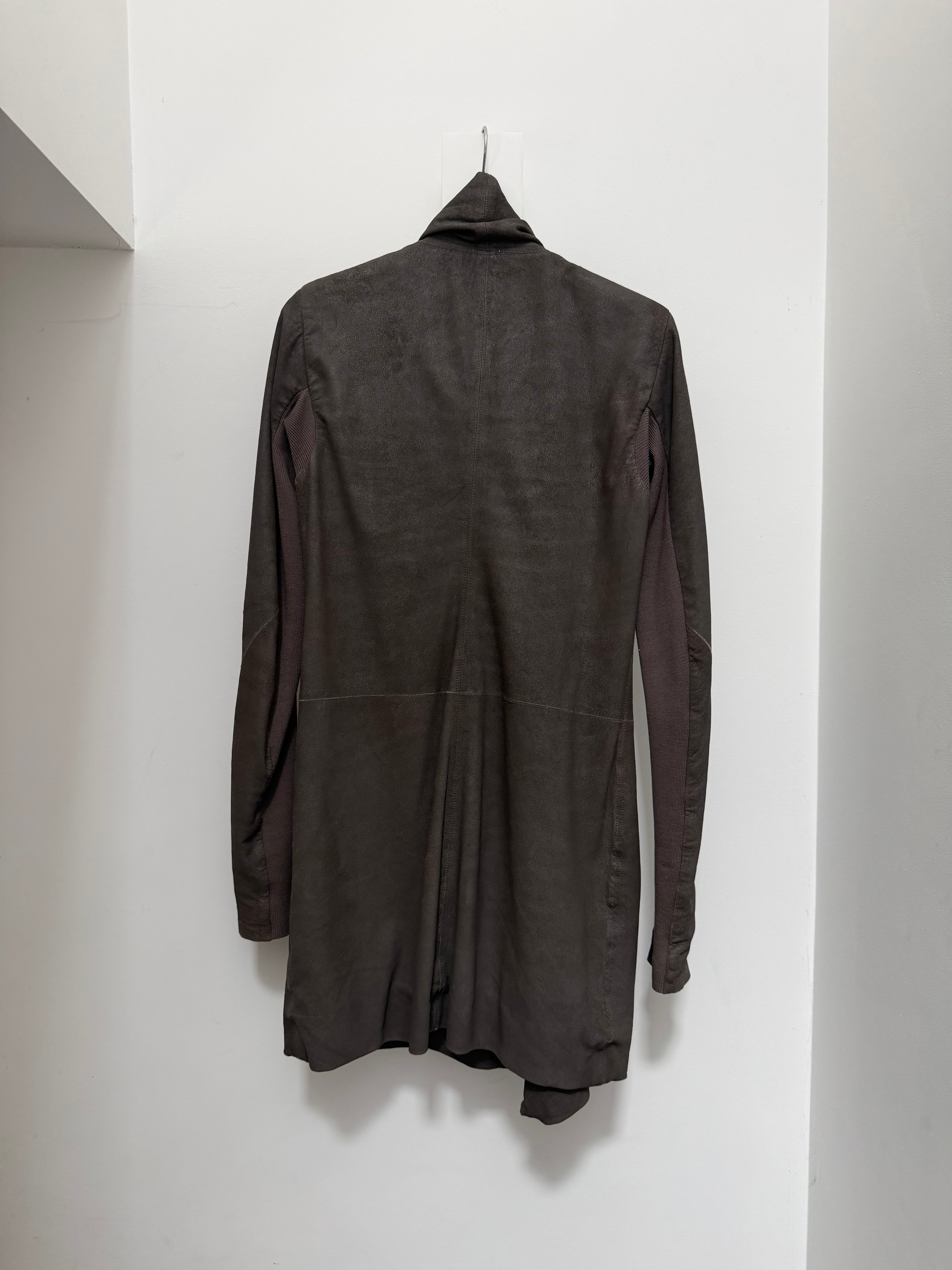 Rick Owens FW2011 “Limo” Long Lamb Leather High-Neck Jacket – view 5