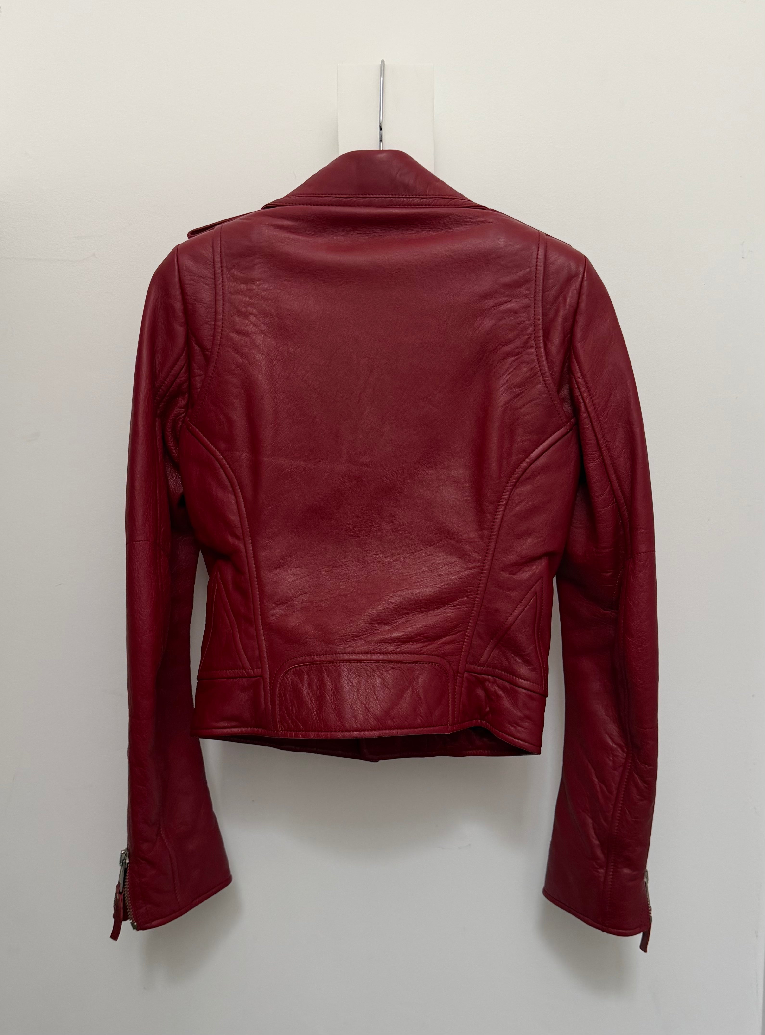 Balenciaga Red Leather Biker Jacket – view 4