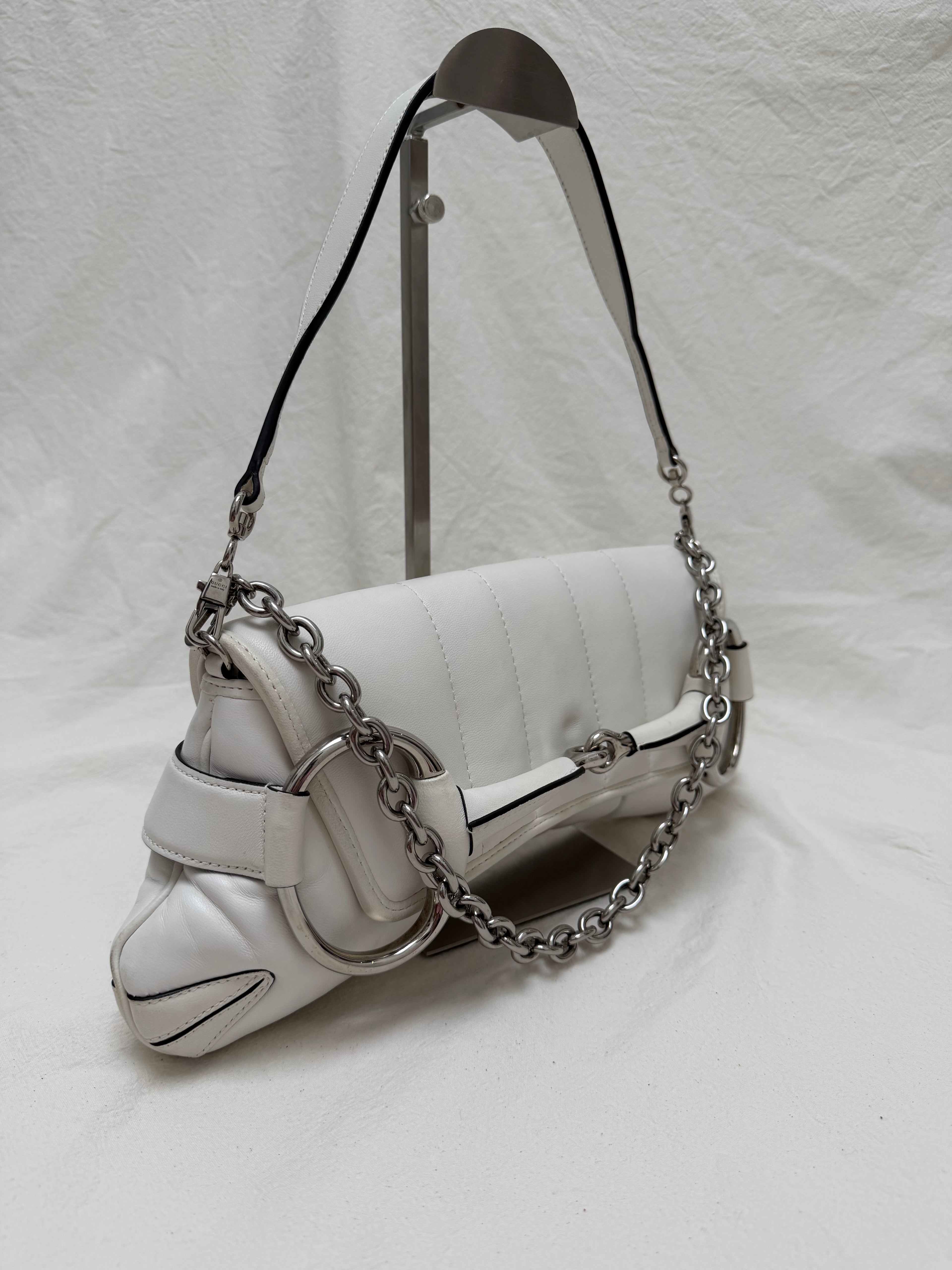 Gucci Horsebit 1955 Shoulder Bag in White – view 2