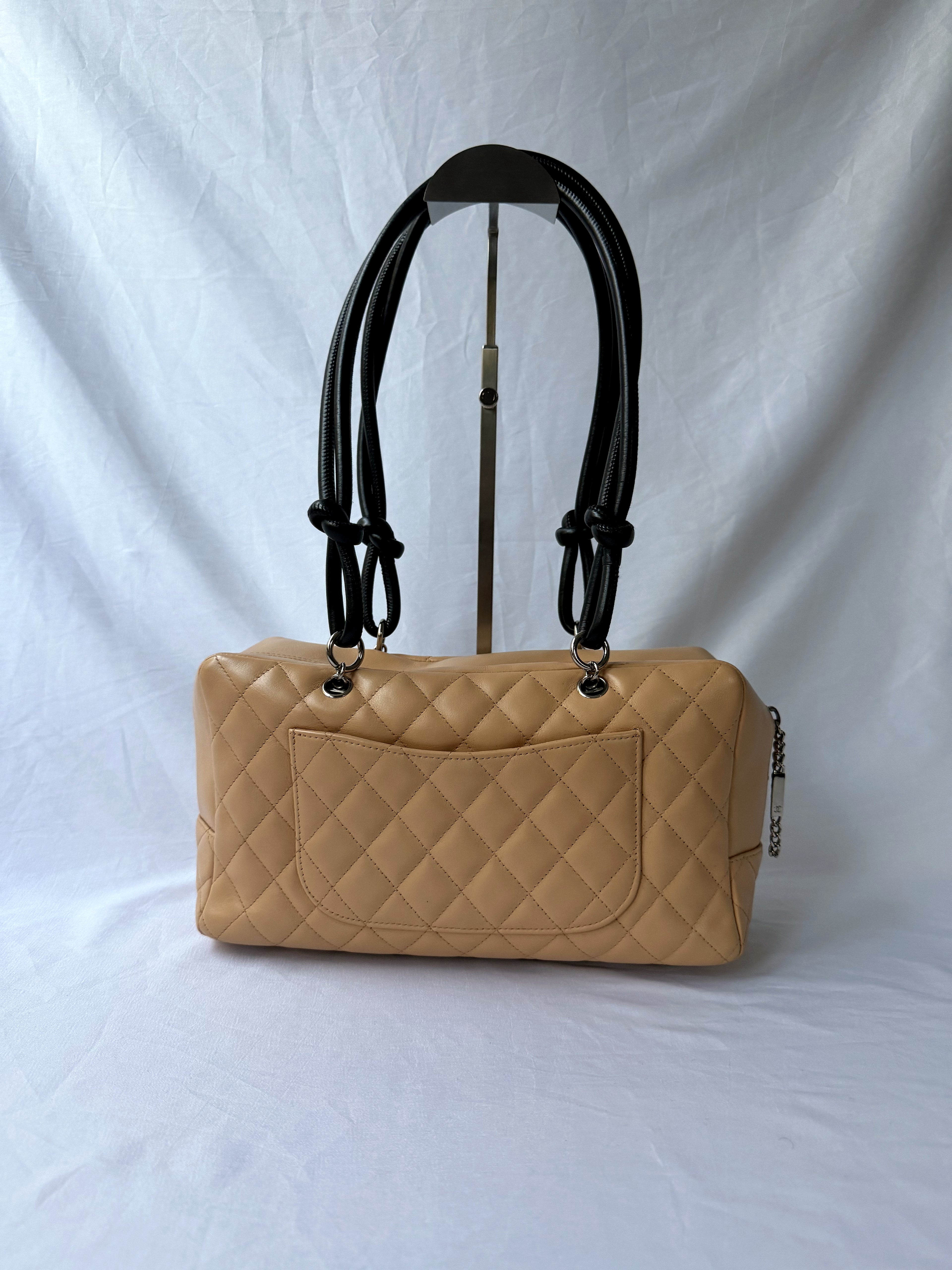 Chanel Cambon Bowler Beige/Camel with Black CC