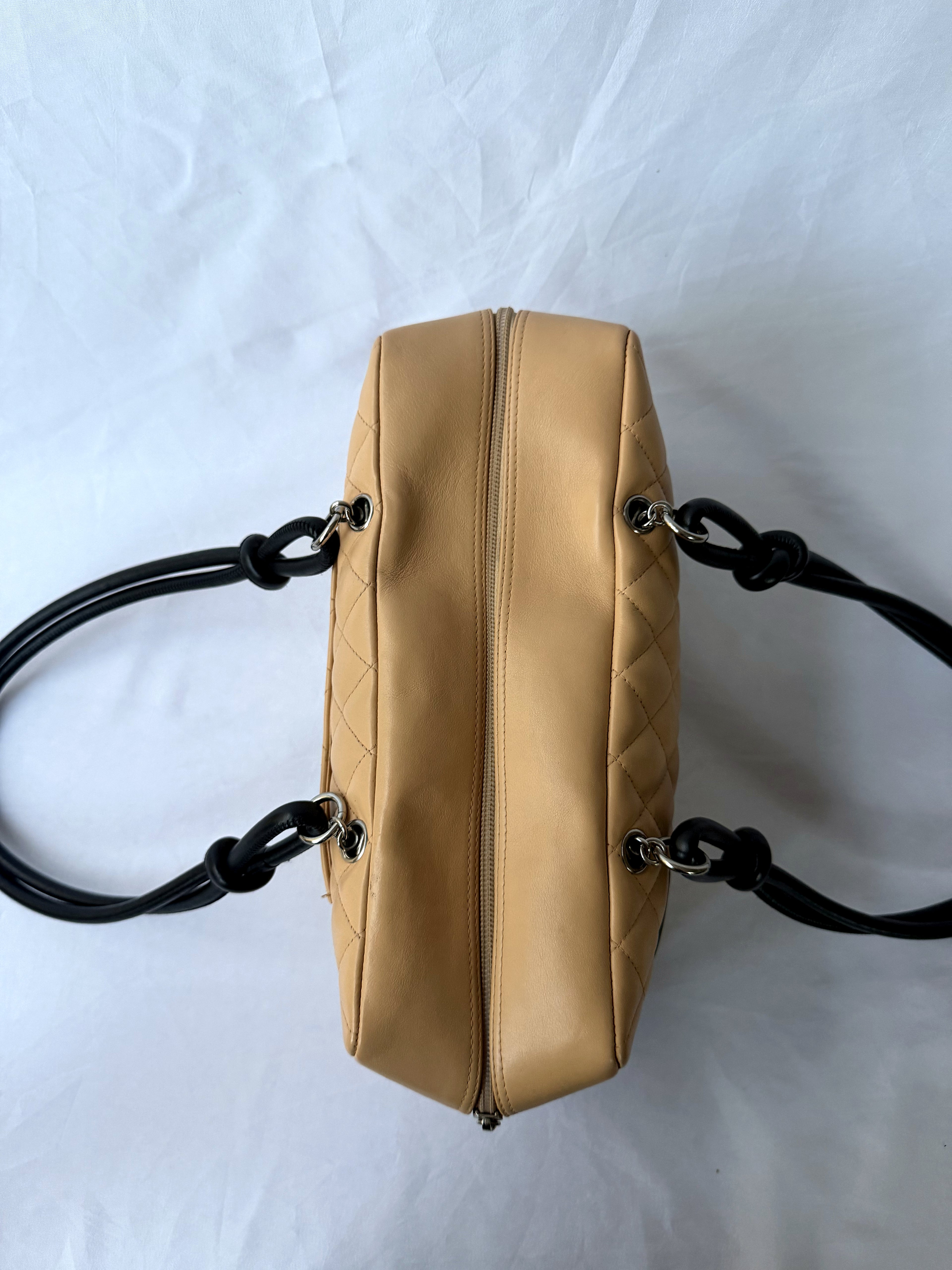 Chanel Cambon Bowler Beige/Camel with Black CC