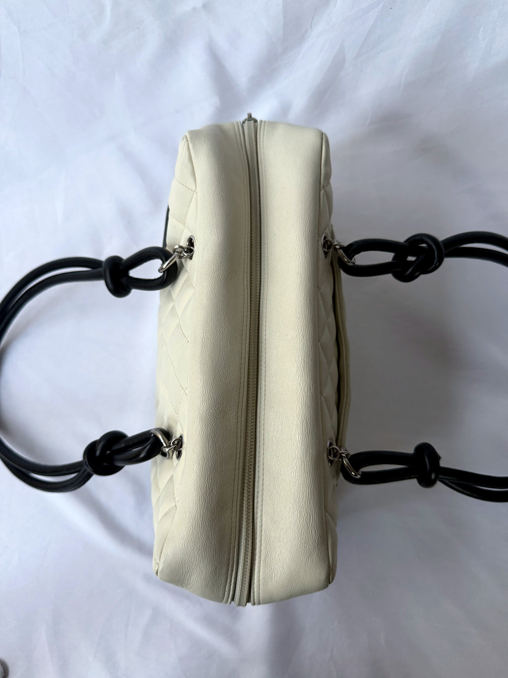 Chanel Cambon Bowler White/Ivory with Black CC