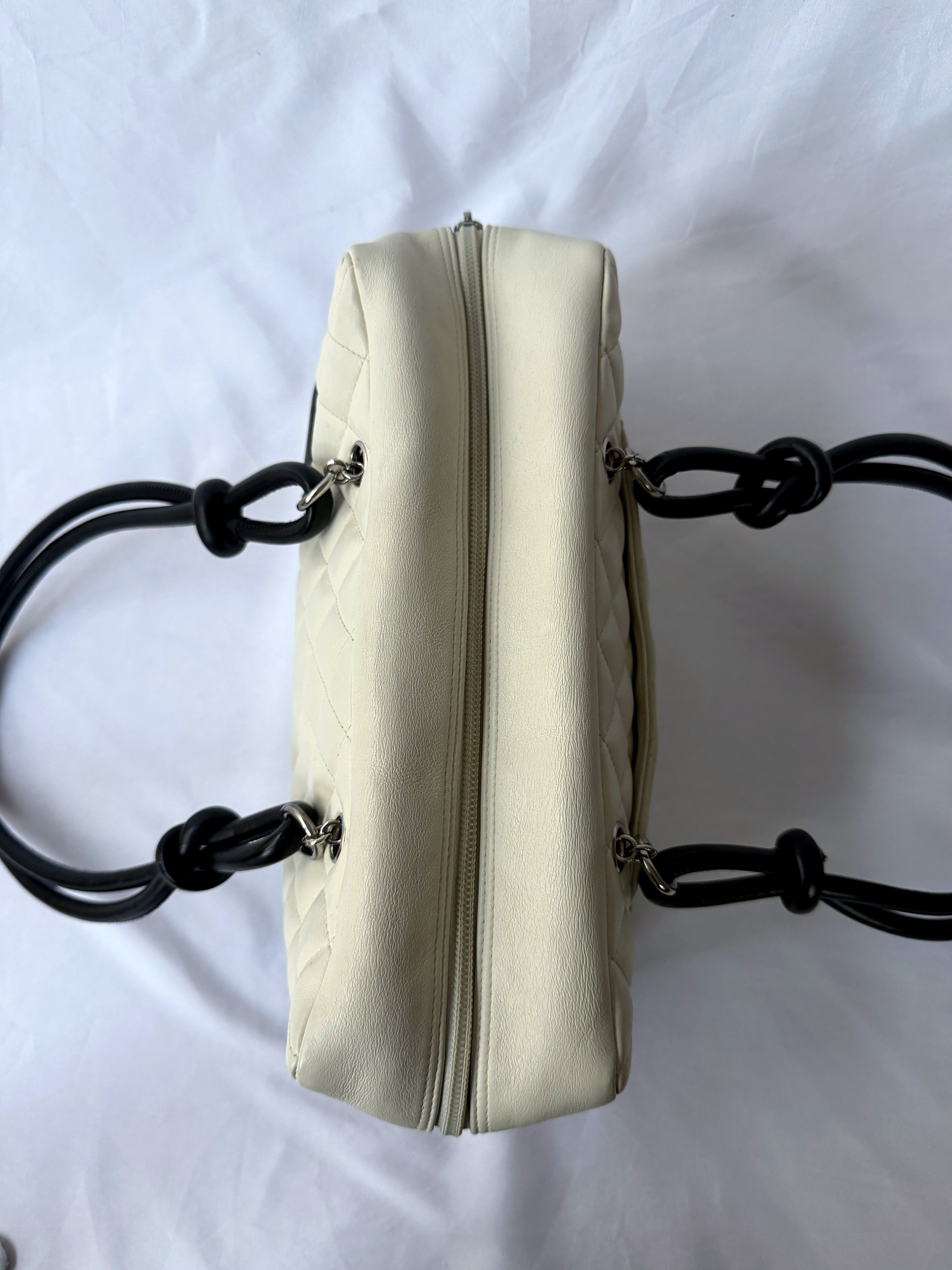 Chanel Cambon Bowler White/Ivory with Black CC