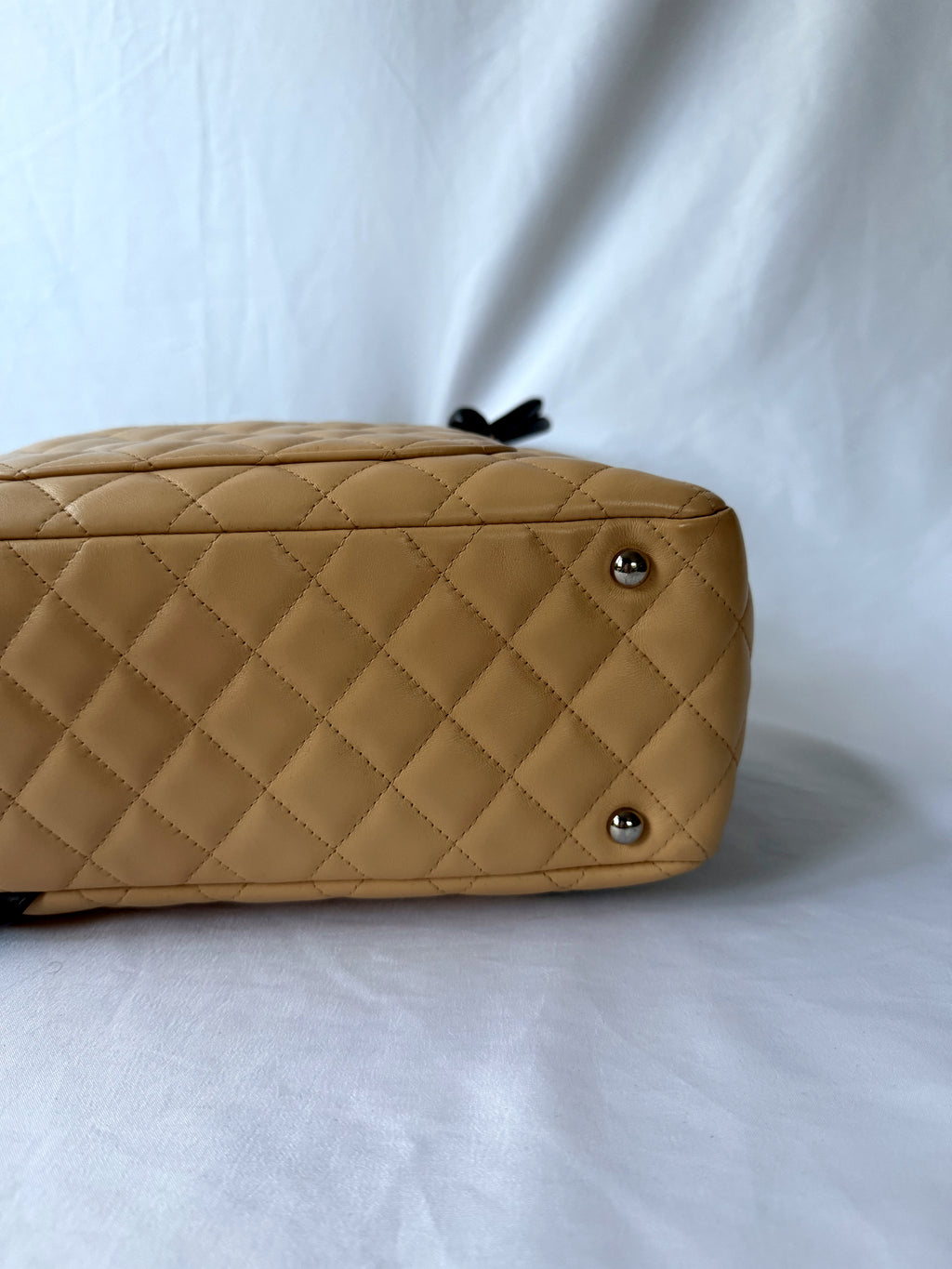 Chanel Cambon Bowler Beige/Camel with Black CC