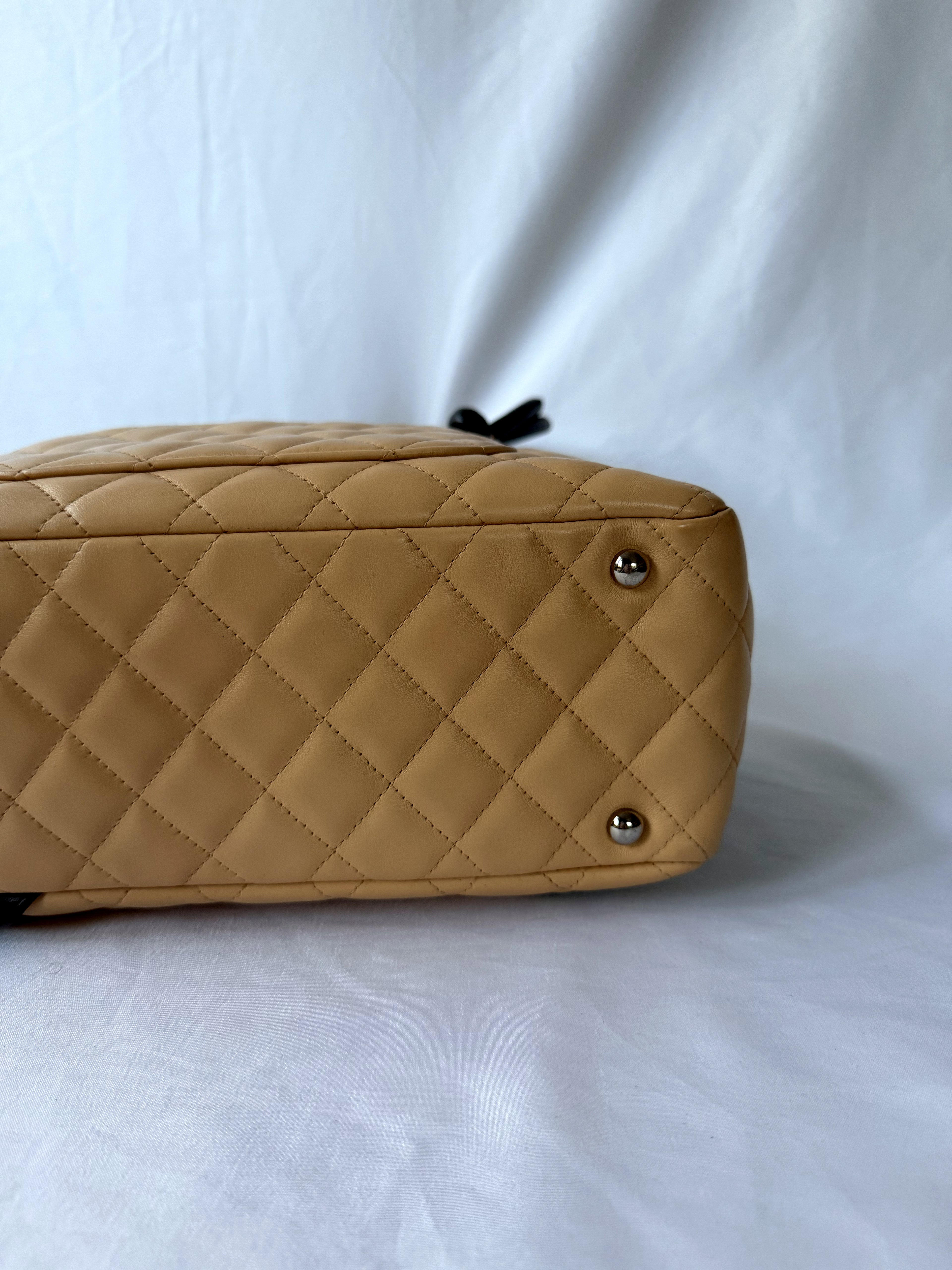 Chanel Cambon Bowler Beige/Camel with Black CC