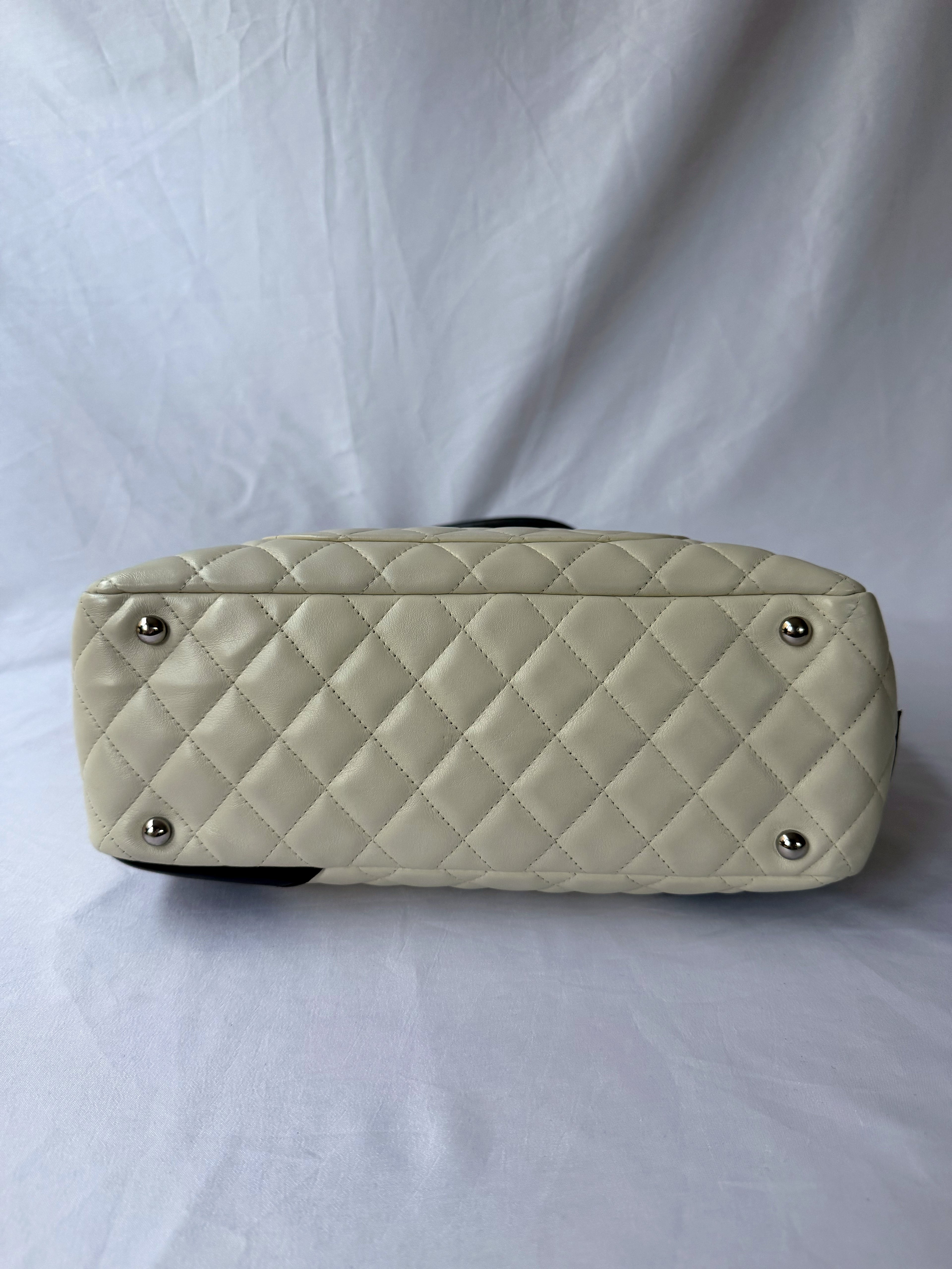 Chanel Cambon Bowler White/Ivory with Black CC