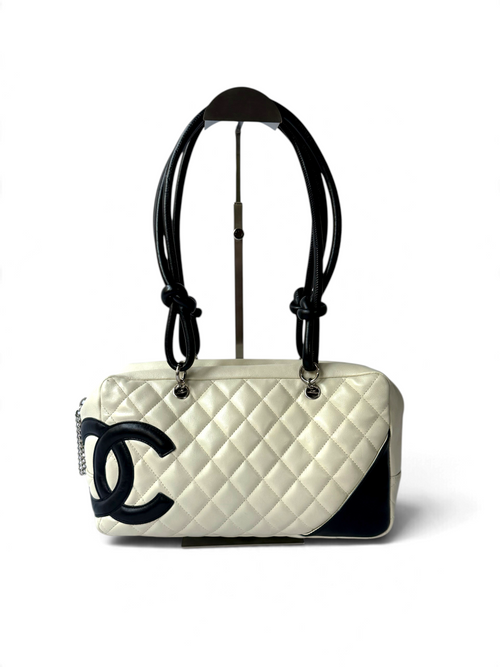 Chanel Cambon Bowler White/Ivory with Black CC
