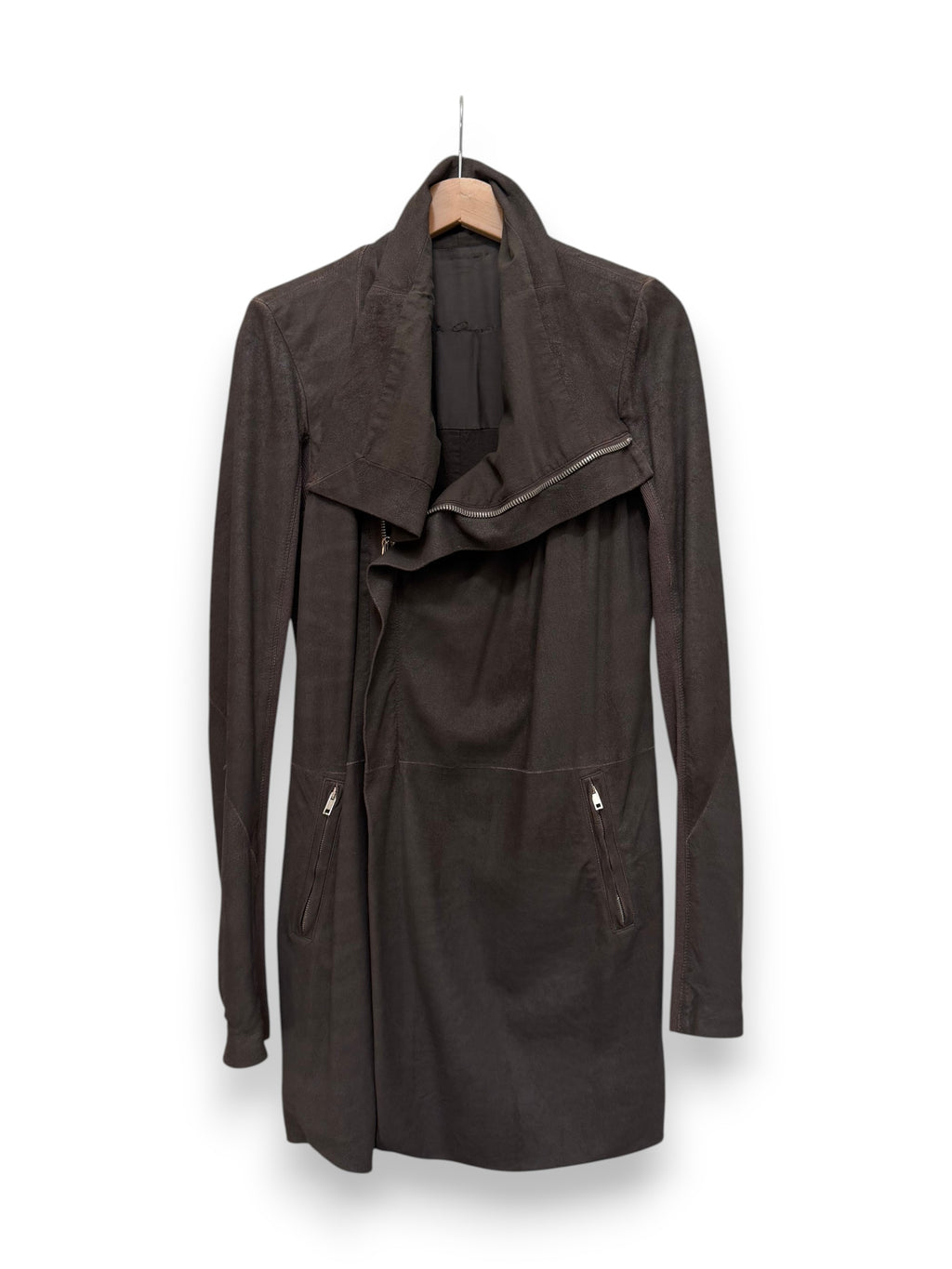 Rick Owens FW2011 “Limo” Long Lamb Leather High-Neck Jacket