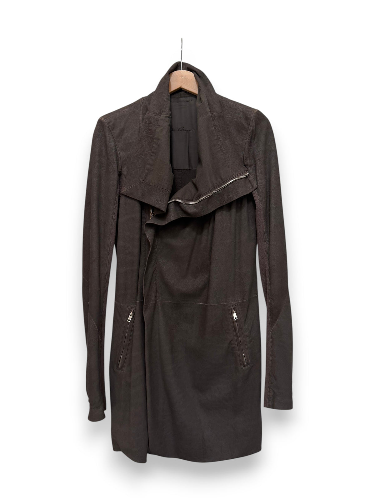 Rick Owens FW2011 “Limo” Long Lamb Leather High-Neck Jacket