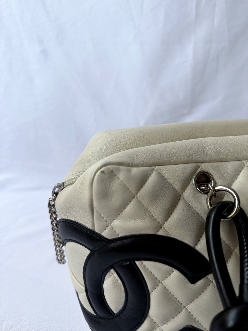 Chanel Cambon Bowler White/Ivory with Black CC