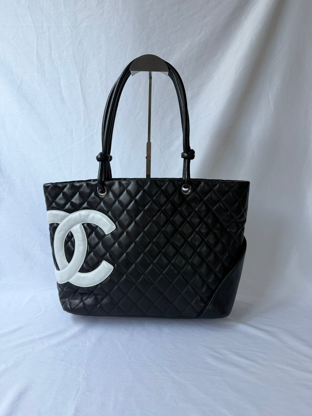 Chanel Cambon Tote Black with White CC Logo