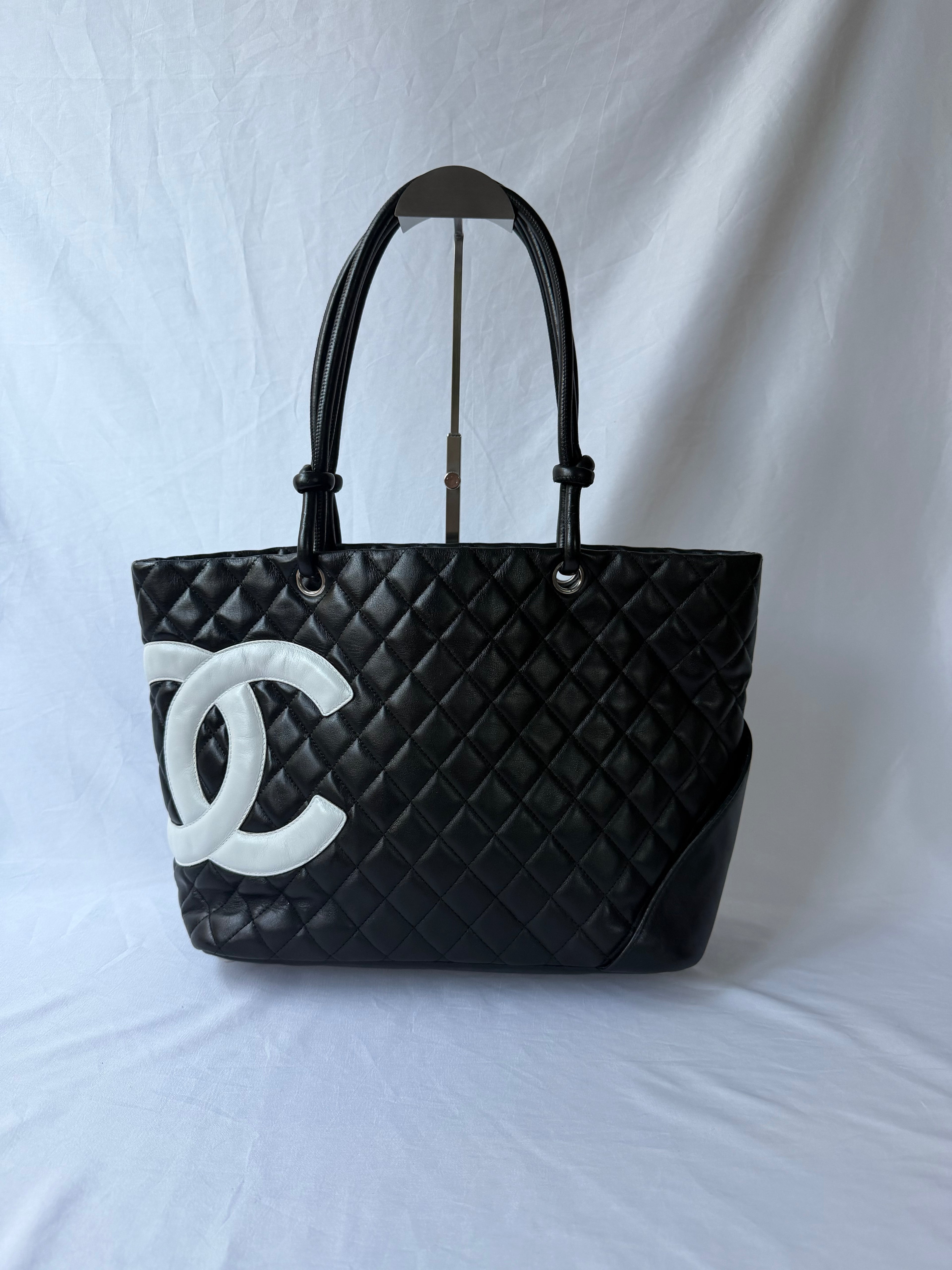 Chanel Cambon Tote Black with White CC Logo