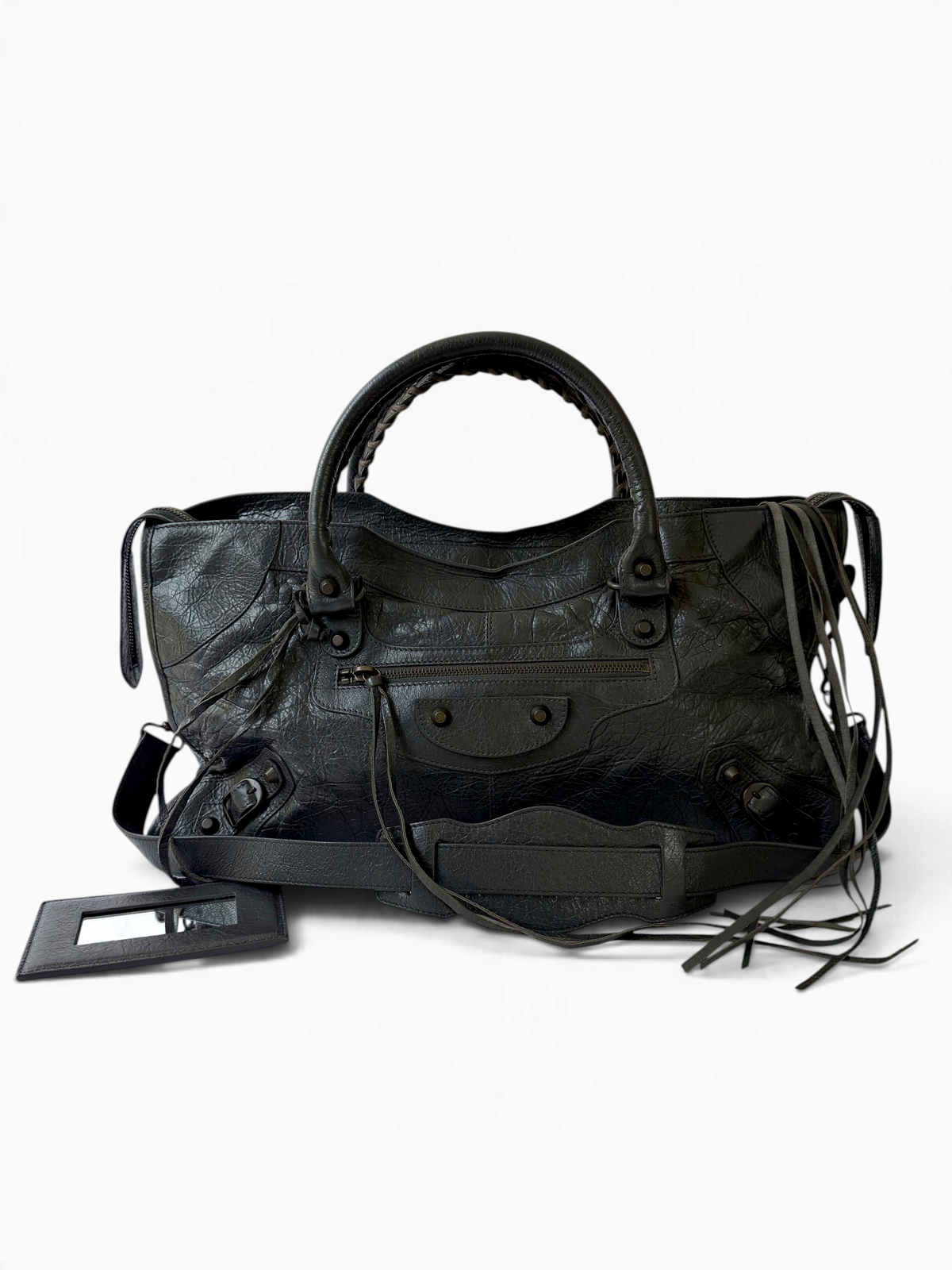 Balenciaga Part Time Bag S/S2015 in Charcoal Grey Leather with Brass Hardware