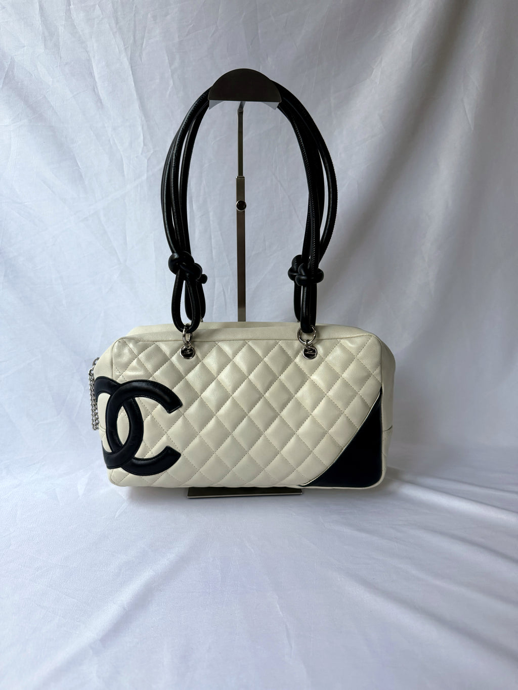 Chanel Cambon Bowler White/Ivory with Black CC