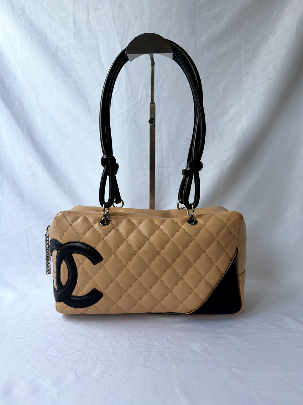 Chanel Cambon Bowler Beige/Camel with Black CC