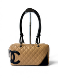 Chanel Cambon Bowler Beige/Camel with Black CC