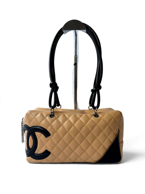 Chanel Cambon Bowler Beige/Camel with Black CC