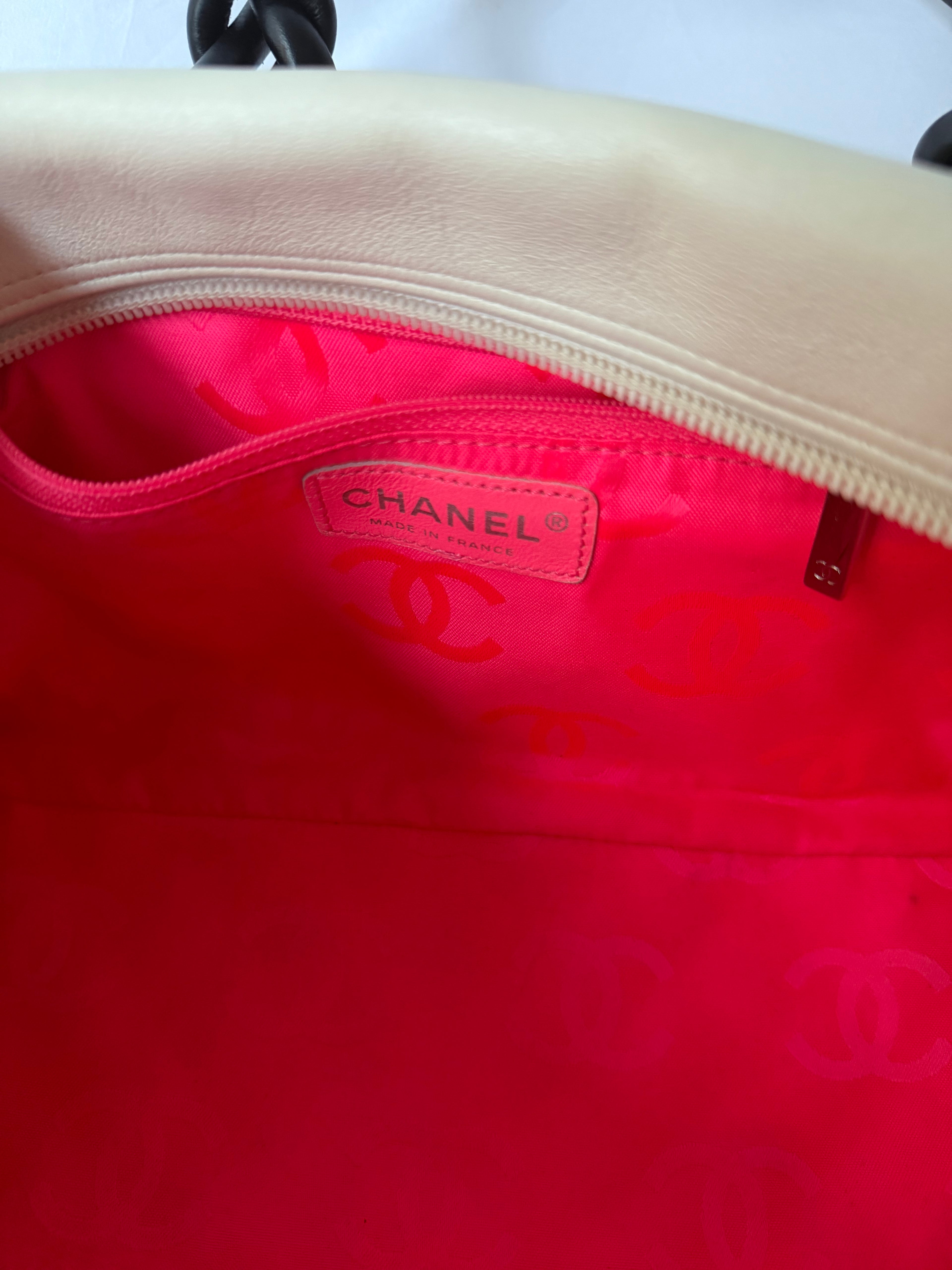 Chanel Cambon Bowler White/Ivory with Black CC