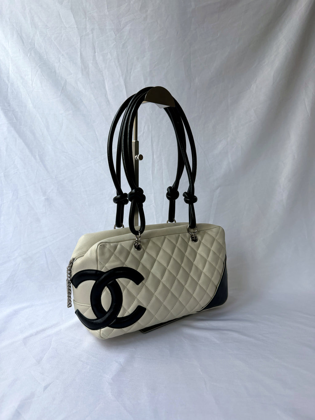 Chanel Cambon Bowler White/Ivory with Black CC