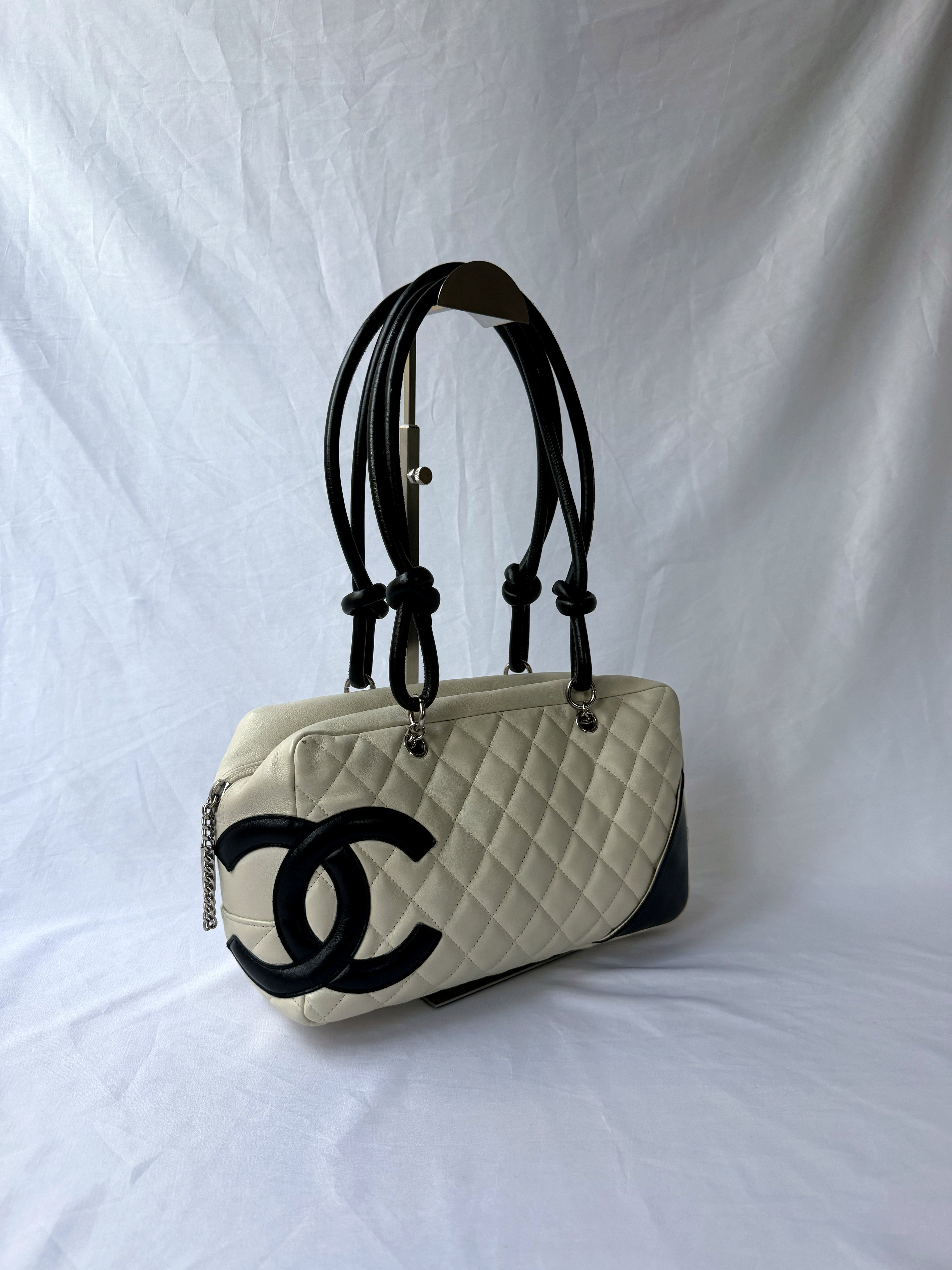 Chanel Cambon Bowler White/Ivory with Black CC