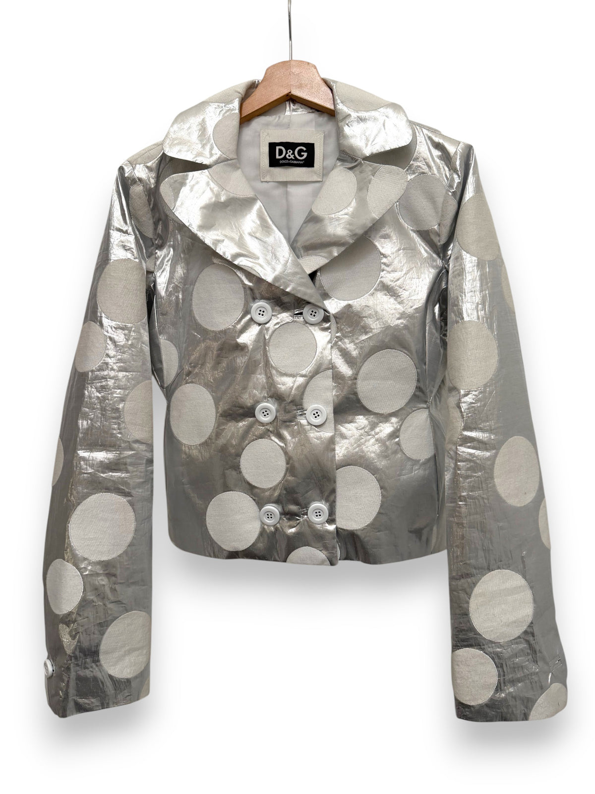 Dolce & Gabbana Metallic Silver Polka Dot Jacket