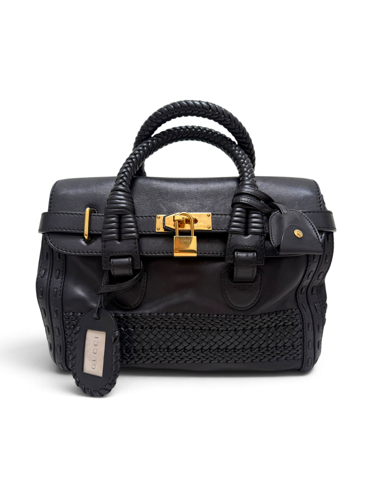 Gucci Handmade Medium Top Handle Bag in Black Calfskin