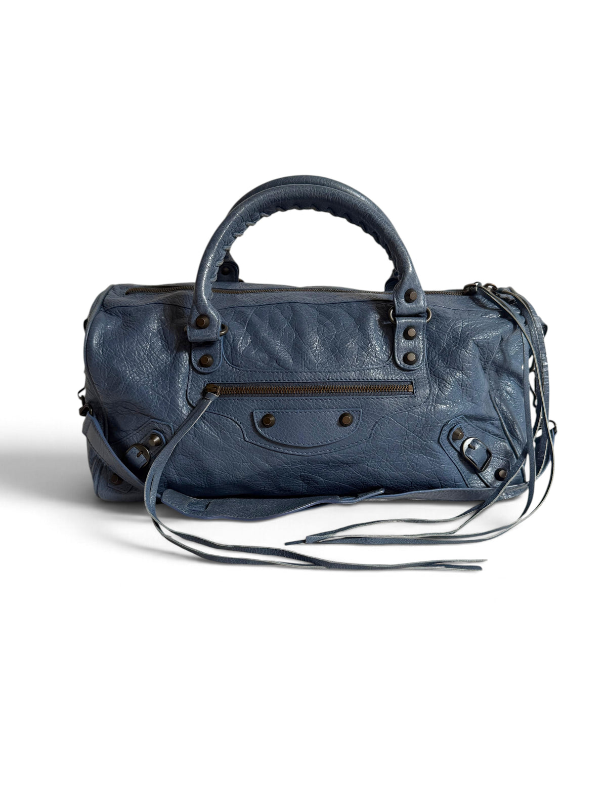 Balenciaga Twiggy Bag F/W2017 in Blue-Grey Lambskin with Giant 12 Hardware