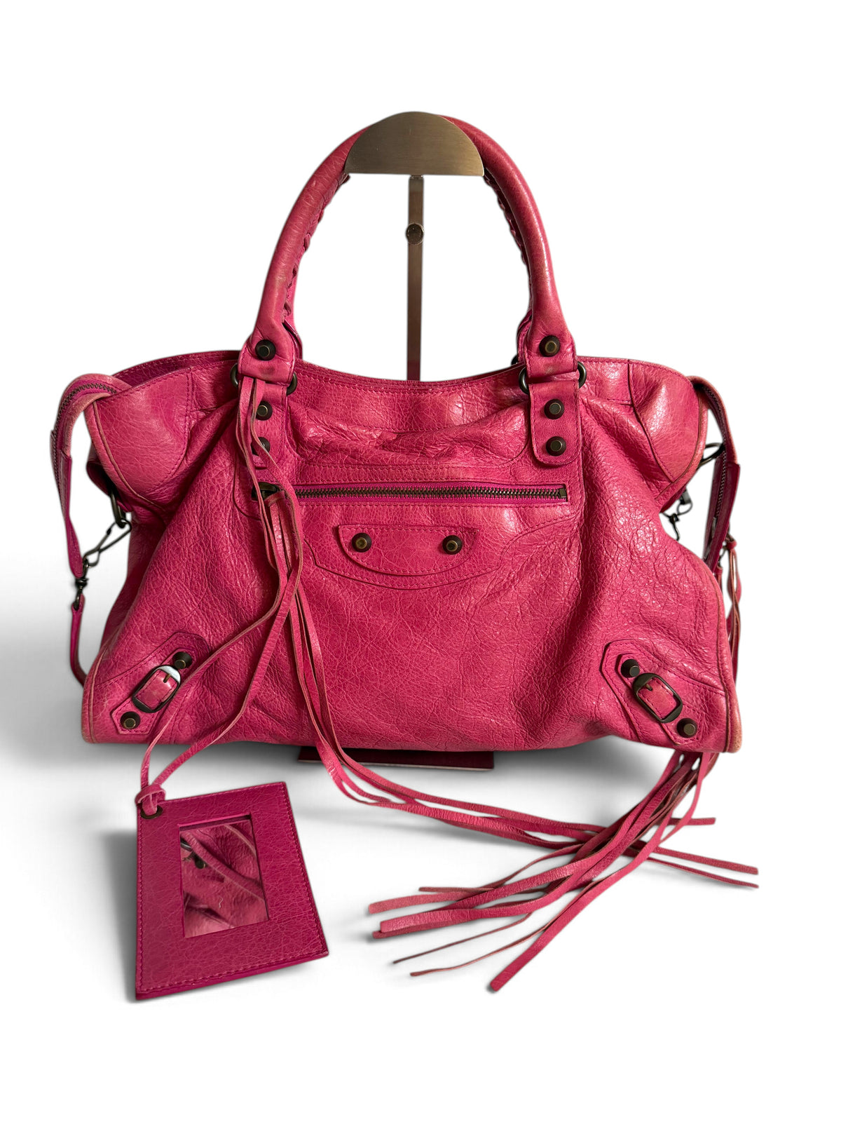 Balenciaga City Bag Medium S/S2011 in Pink Agneau Leather with Brass Hardware & Tassel
