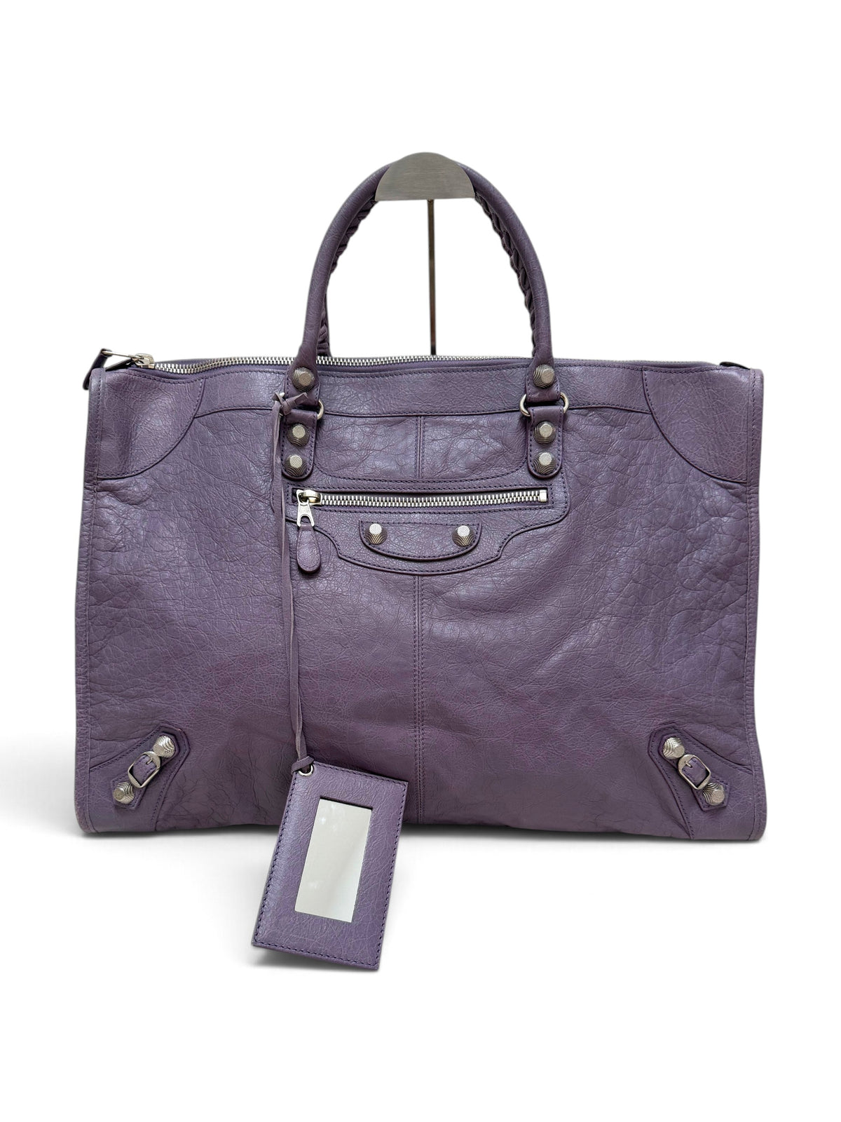 Balenciaga Weekender Bag in Glycine Purple Lambskin with Giant 12 Silver Hardware