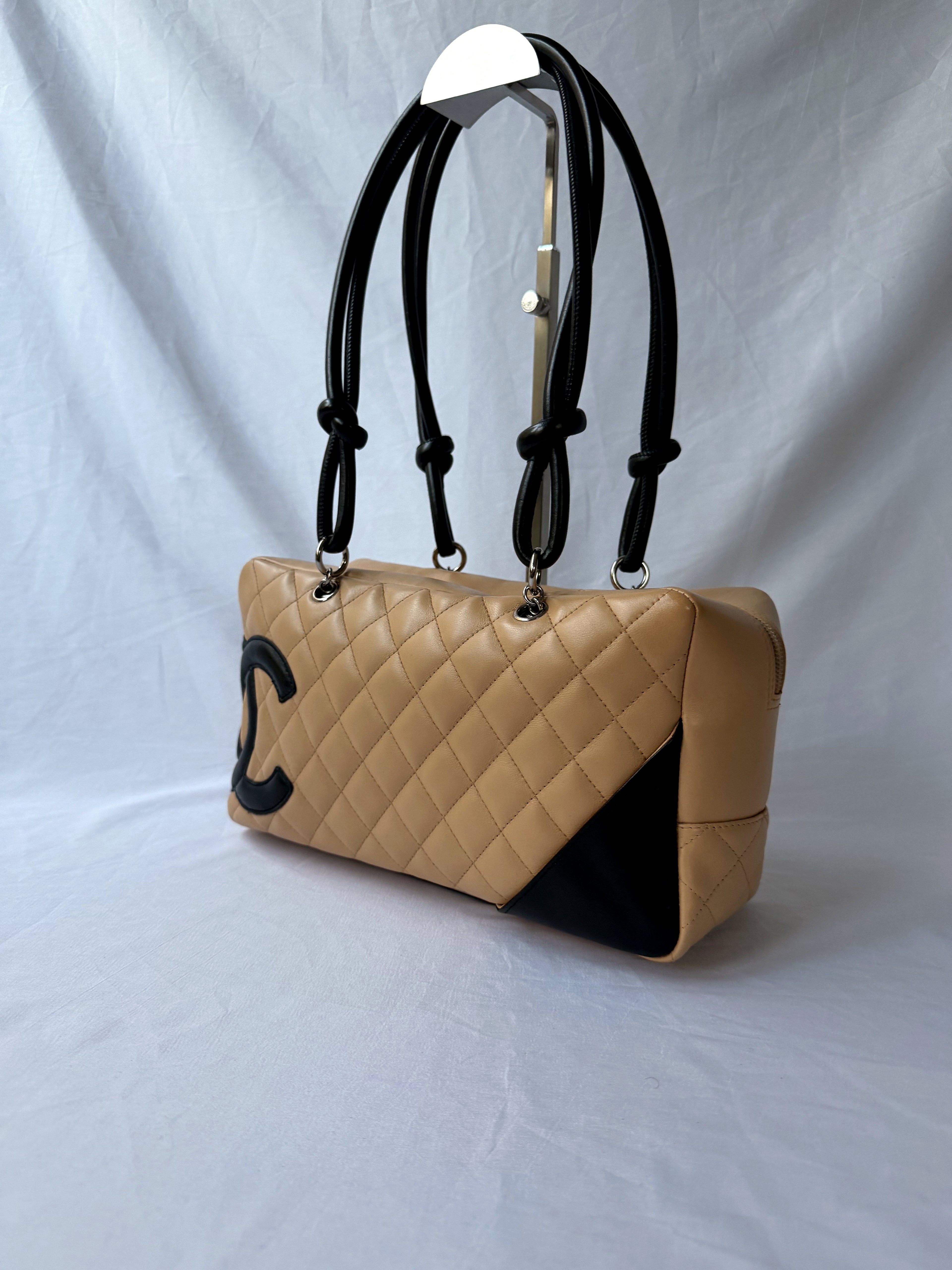 Chanel Cambon Bowler Beige/Camel with Black CC