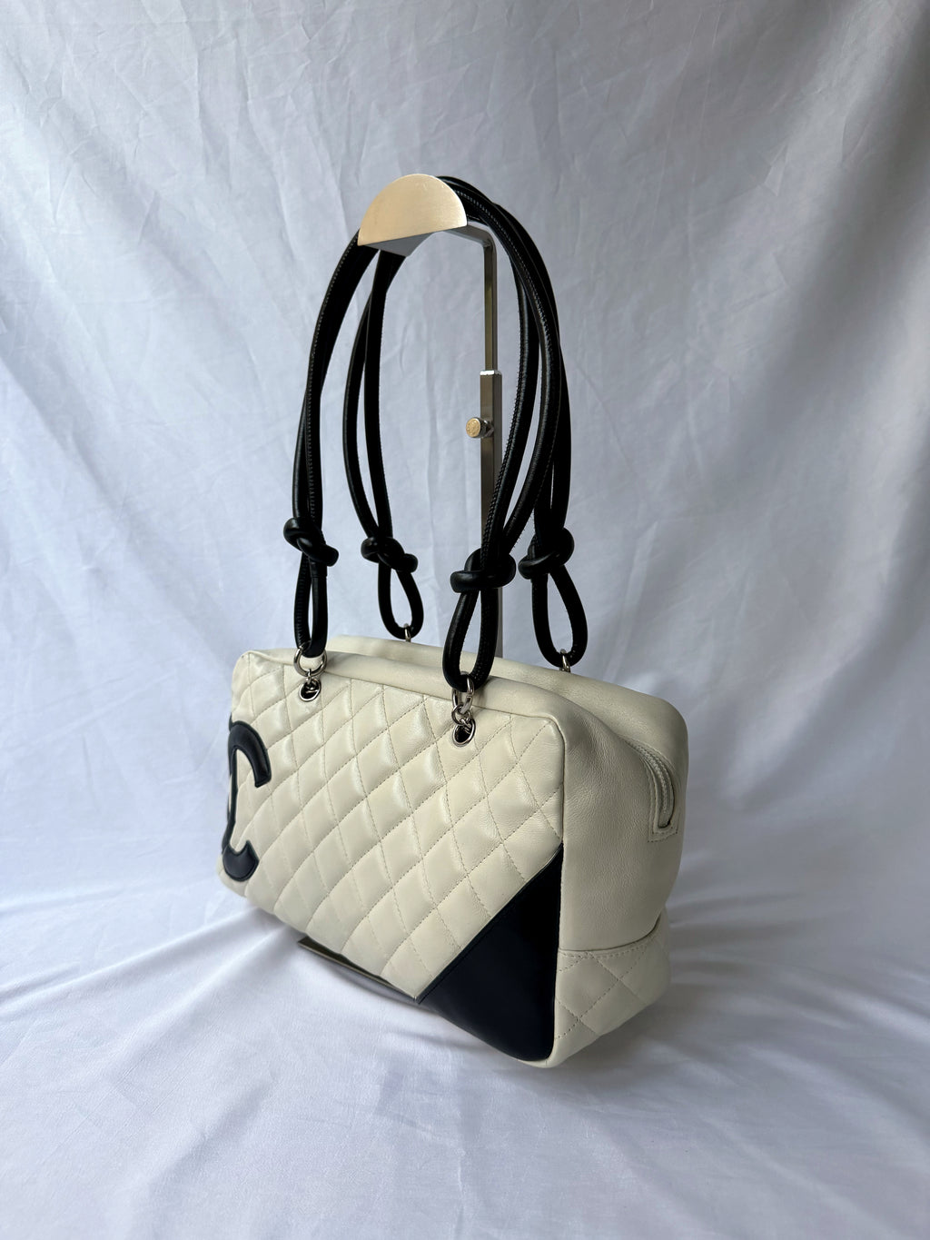 Chanel Cambon Bowler White/Ivory with Black CC