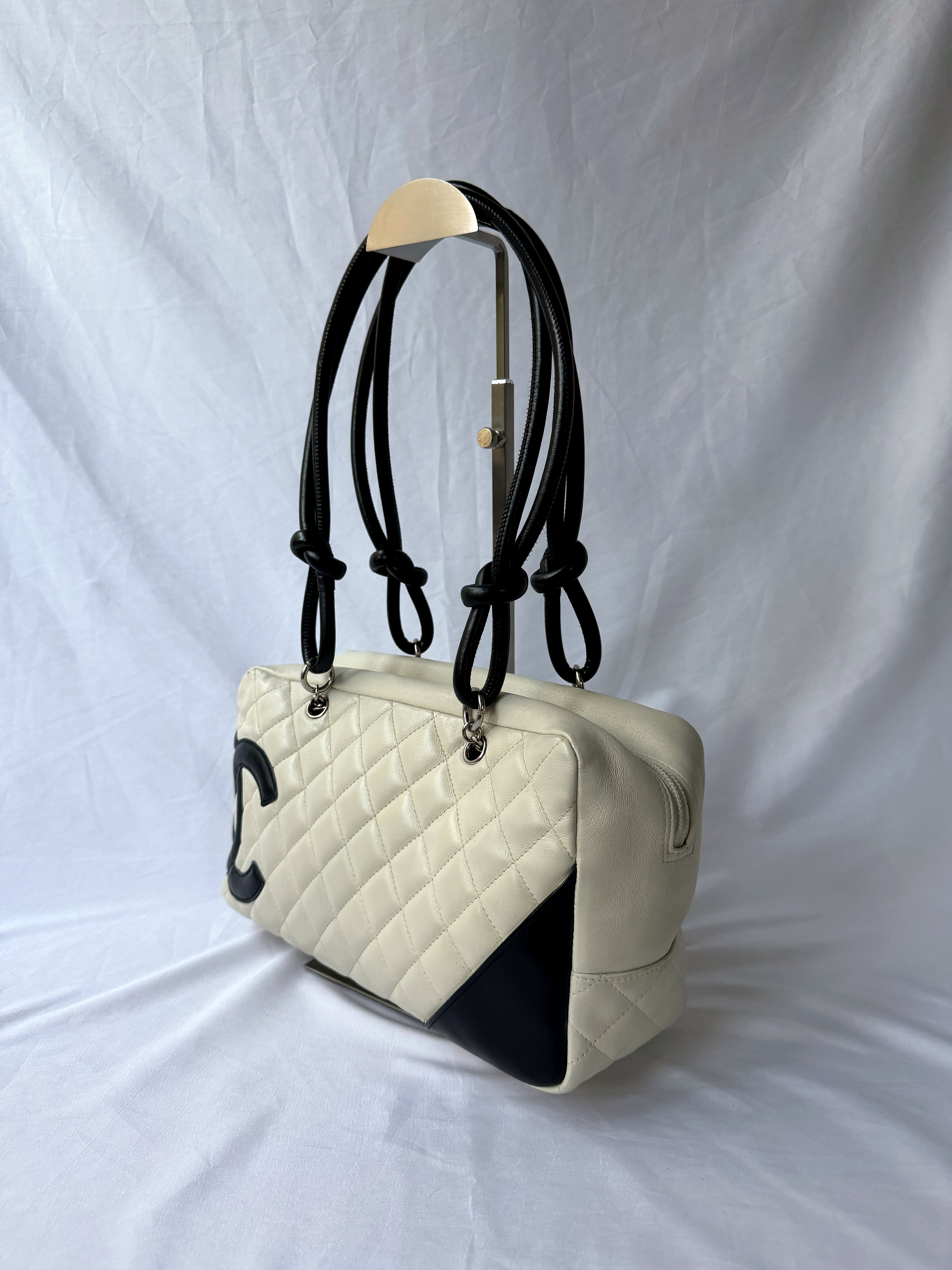 Chanel Cambon Bowler White/Ivory with Black CC