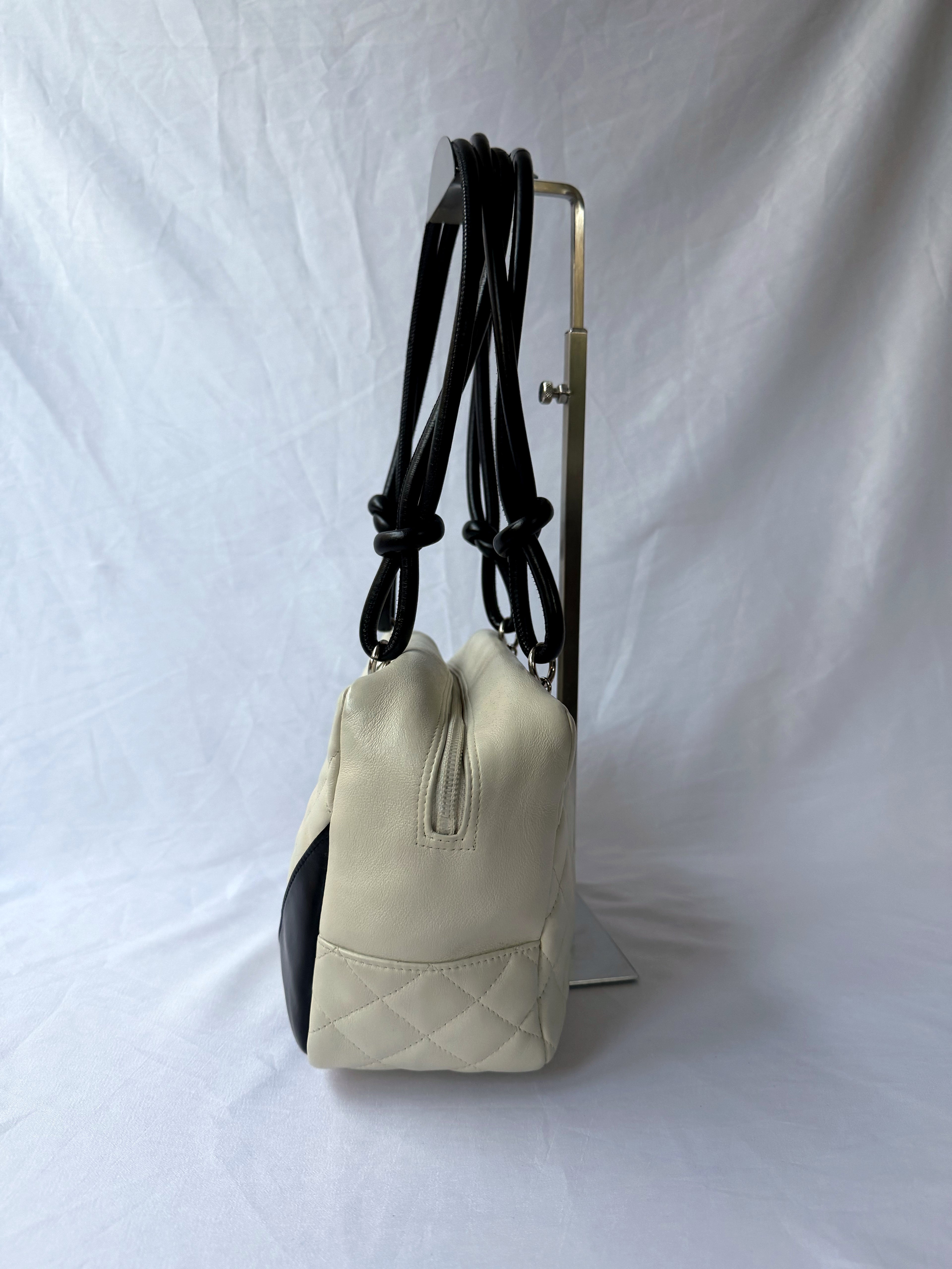 Chanel Cambon Bowler White/Ivory with Black CC